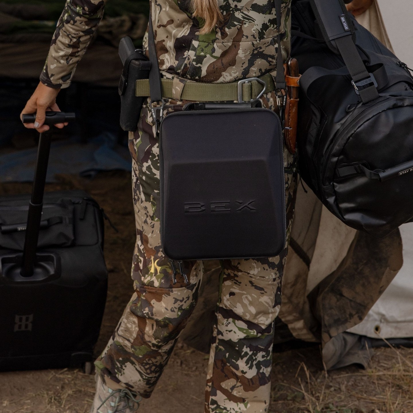 Instagram post with the caption: Packing light? Never heard of her...
#BexTravel
#BexSunglass...